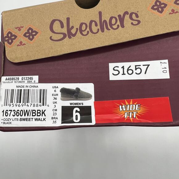 Skechers Slipper Womens Size 6 Wide Black Cozy Lite Sparkle Knit Sweet Walk - Picture 9 of 10